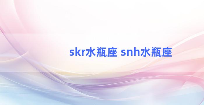 skr水瓶座 snh水瓶座